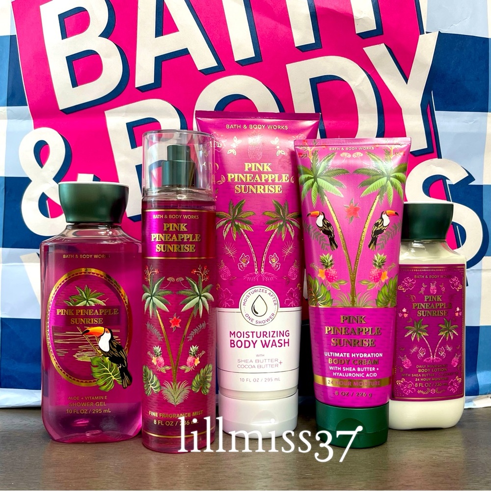 NEW Bath & Body Works PINK PINEAPPLE SUNRISE 5 Piece Set Bundle